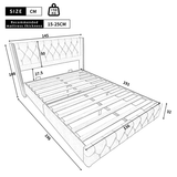 Upholstered Double Bed (4ft6/135x190cm) with Slatted Frame, Headboard, Button & Rivet Upholstery, Wooden Legs, Grey Velvet