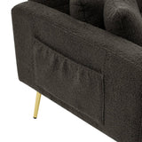 Modern Convertible Sofa Bed - Adjustable Recliner with Gold Legs and Side Storage Pockets,  Dark Gray