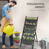 5-Tier Vertical Raised Garden Planter with 5 Container Boxes, Outdoor Plant Stand, Grey
