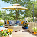 3m Cantilever Parasol, Solar Lights Power Bank Base 360?? Spin, Beige