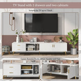 Modern White TV Stand for 75 Inch TV - TV Cabinet, Lowboard Media Console & Entertainment Center