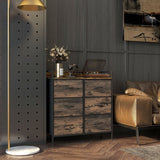 Rustic Chest of Drawers with Six Fabric Drawers - Rustic Brown