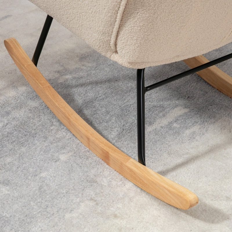 Berber Fleece Rocking Chair, Nursery Glider, Wingback, Beige