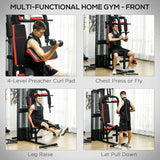 SPORTNOW Multi Gym Workout Station, 65kg Weight Stack, Sit Up Bench, Push Up Stand, Dip Station