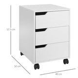 3 Drawer Mobile File Cabinet with Wheels, White