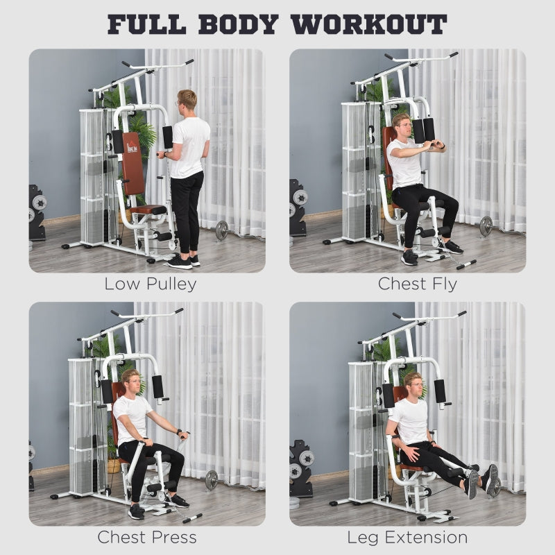 Multifunction Home Gym Weight Training Workout Station, White