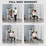 Multifunction Home Gym Weight Training Workout Station, White