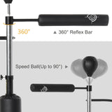 4-in-1 Boxing Punching Bag, Freestanding with Reflex Bar, Adjustable Height, Black