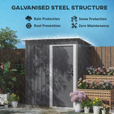 Garden Storage Shed 5 x 3ft, Sliding Door Sloped Roof, Light Grey