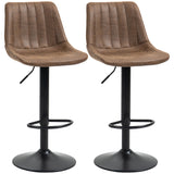 Bar Stools Set of 2, Swivel Counter Height with Adjustable Footrest & Base, Brown