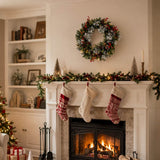 PVC & PE Christmas Garland with Red Berries & Pine Cones - Realistic Evergreen Foliage