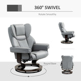 360?? Swivel Recliner Chair with Footstool, Manual Recliner Armchair, PU Leather Light Grey