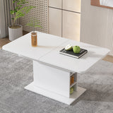 Dining Table - Extendable, Storage, Rectangular, Coffee Leisure, Modern Simple Iron, Space-Saving, Multifunctional - White