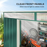 Metal Shed 8.5 x 6ft, Lightsky Panels Garden Storage Tool House Double Doors, Green