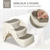 Foldable Pet Stairs 3-Step Portable Dog Steps with Non-slip Mats, Cream