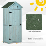 Garden Shed Vertical Utility 3 Shelves Wood Blue