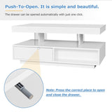 LED Coffee Table with Storage - High Gloss Centre Table with 2 Drawers, White