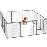 12-Panel Solid Dog Playpen, for Medium Dogs, 80cm High, Black
