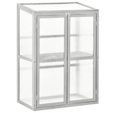 Wooden Cold Frame Greenhouse with Adjustable Shelf and Double Doors, Light Grey