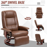 Faux Leather Armchair, 145?? Reclining Back and Footrest - Brown