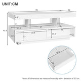 LED Coffee Table with Storage - High Gloss Centre Table with 2 Drawers, White