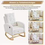 66.5*121.5*102cm Rocking Chair with USB Charging Ports, Nursing Rocking Armchair,Teddy Fabric Glider Rocker with Adjustable Footrest,Side Pocket, for Nursery Bedroom Living Room, White