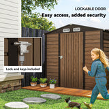 Garden Shed, 4 x 6ft Galvanised Steel with Lock and Gloves - Oak