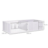 7 Panels Playpen, 3 Doors Two-Room Design, White