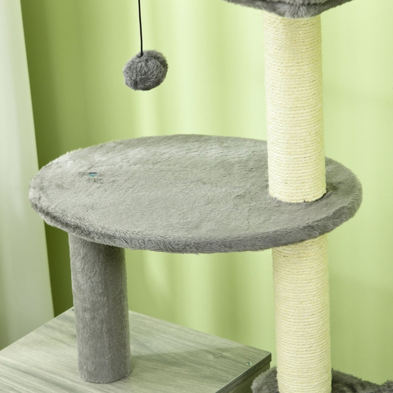 Enclosed Cat Litter Box, Cat House, Cat Bed, Scratching Posts, Platforms, Grey