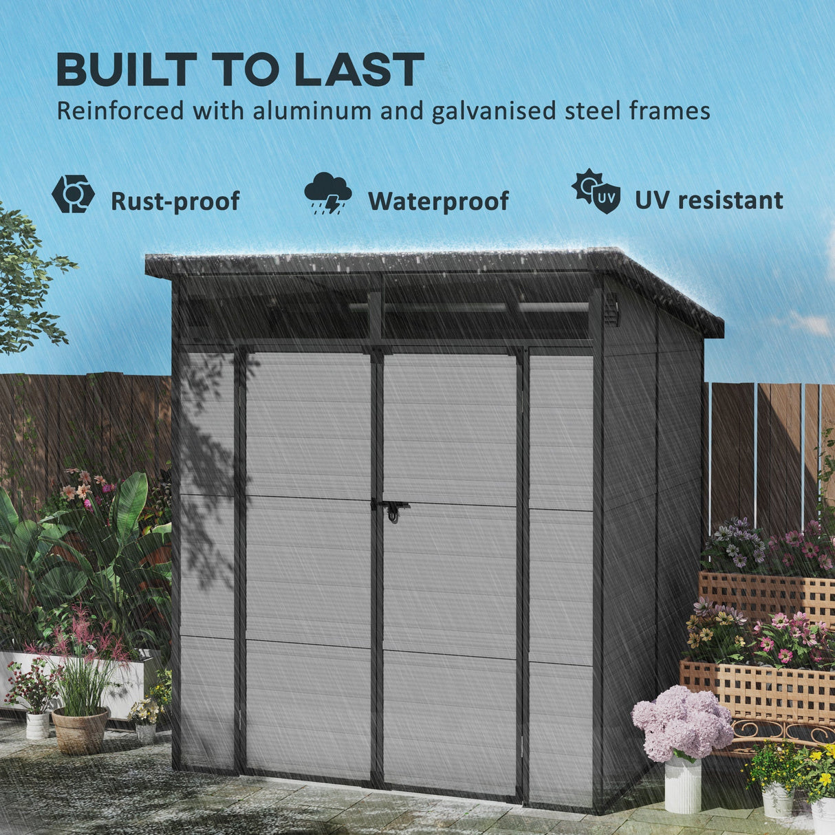 Outdoor Storage Shed, 6 x 6ft with Windows and Air Vents, Light Grey