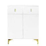 Modern Sideboard Cabinet and Shoe Storage Unit with Drawers - Adjustable Shelves, Decorative Panels and Gold Effect Accents