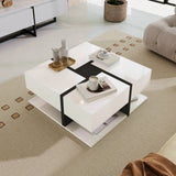 Modern Coffee Table with 4 Drawers - Unique Two-Tone Design and Bottom Storage Space