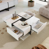 Modern Coffee Table with 4 Drawers - Unique Two-Tone Design and Bottom Storage Space