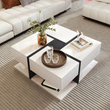 Modern Coffee Table with 4 Drawers - Unique Two-Tone Design and Bottom Storage Space