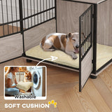 Furniture Style Dog Crate End Table Indoor 3 Doors, Soft Washable Cushion, 80cm
