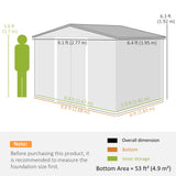 Metal Bike Shed, Mobility Scooter Shed House with Foundation Kit, Ventilation, Doors, Silver