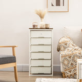 Bedroom Chest of Drawers, 6-Drawer Dresser Tall Storage, White