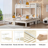 3ft Triple Sleeper Bunk Bed with Side Ladder ¨C White Wooden Bed for Kids & Teens