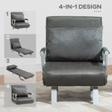 4-in-1 Chair Bed, Faux Suede - Grey