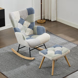 Teddy Rocking Chair with Solid Wood Legs - High Back Recliner Chair for Living Room or Bedroom