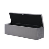 Velvet Storage Bench - Soft Upholstered Seat, 135x41x42cm, Grey