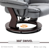 Recliner Chair with Footstool, 130kg Capacity, 135?? Reclining Swivel, PU Leather Grey