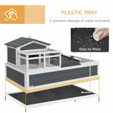 Deluxe 2-Storey Tortoise House ¨C 3-Room Habitat with Ladder, Balcony & Easy-Access Roof, Grey