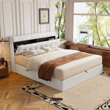 4ft6 Double Upholstered Bed – PU Hydraulic Bed with Concealed Headboard & Bed Box Storage