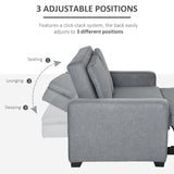 Double Sofa Bed with Adjustable Backrest, Pull Out, Click Clack, Grey