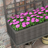 Wooden Garden Planter with Trellis, 45 x 105cm, Grey