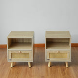 Set of 2 Solid Wood Side Cabinets - Freestanding Storage Cabinets