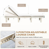 Outdoor Solid Wood Sun Lounger Set - 2 Adjustable Backrest Loungers with Round Side Table