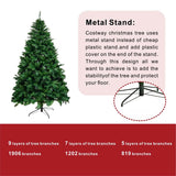 Realistic Full Green Artificial Christmas Tree - Lush PVC Xmas Tree for Indoor Home & Festive Decoration, 5ft/6ft/7ft