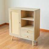 Solid Wood Storage Cupboard with 1 Door & 2 Drawers - Freestanding Cabinet